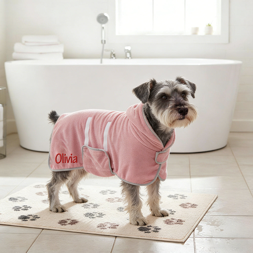 Manteau de serviette de bain pour animaux de compagnie, absorbant, séchage rapide, avec nom brodé personnalisé | inCloth74