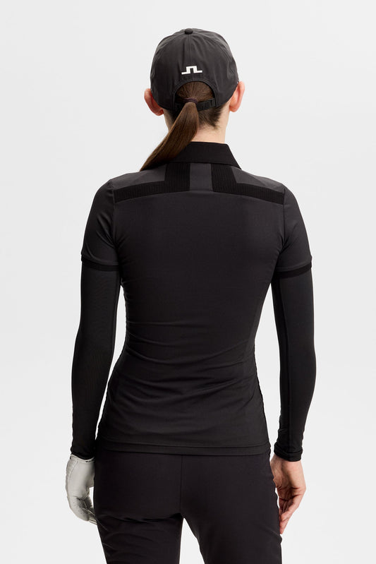Kailey Hybrid Knit Polo Shirt / Black
