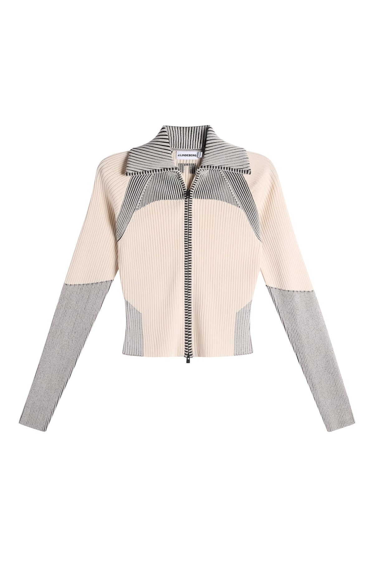 Terri Contrast Rib Zip Sweater / Moonbeam