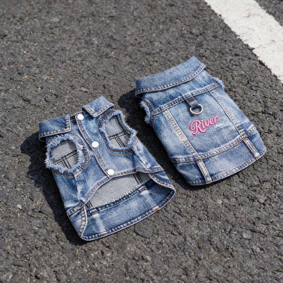 Gilet en jean personnalisé brodé avec nom pour animaux de compagnie | inCloth63
