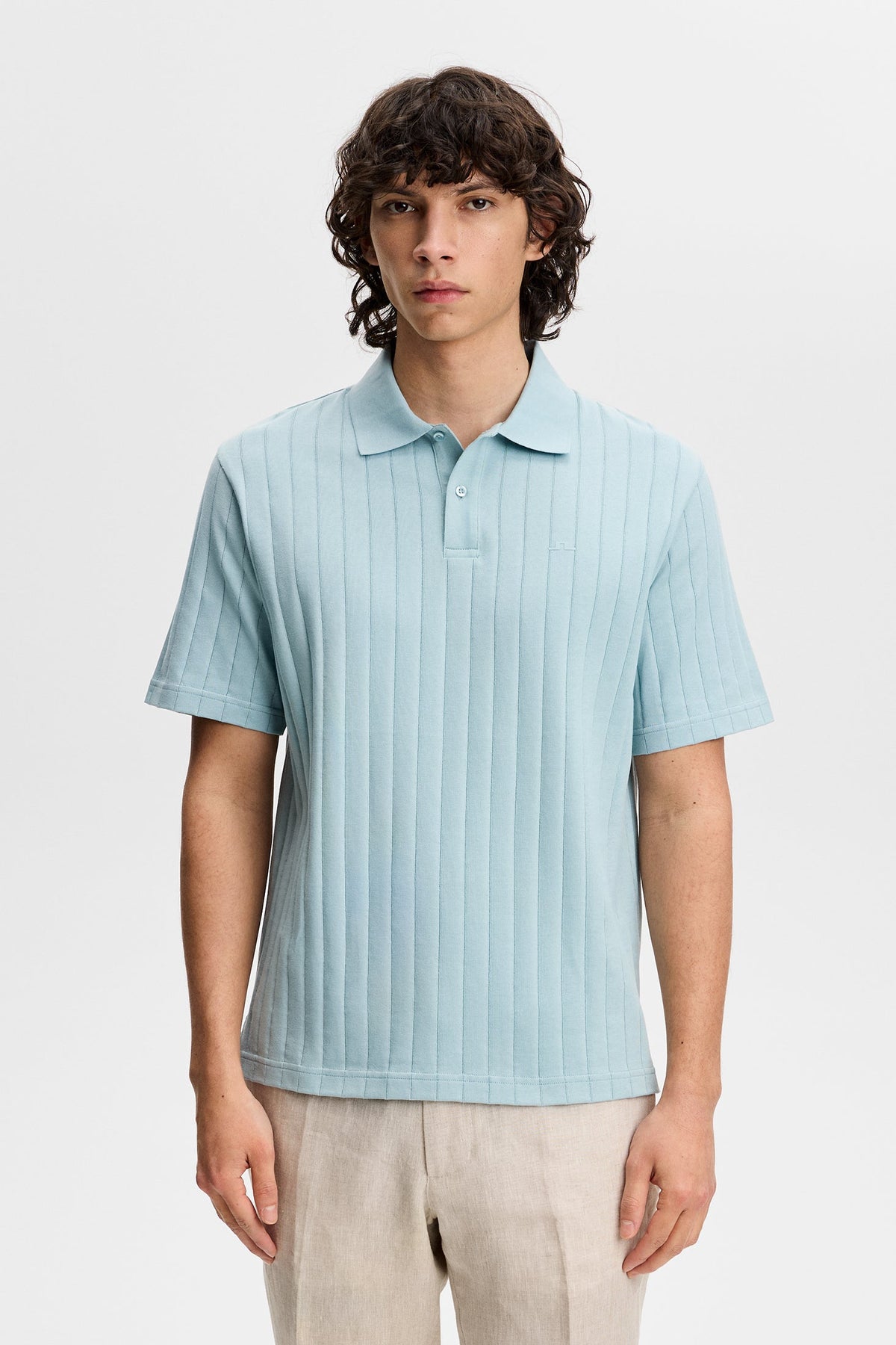 Simon Stripe Polo / Forget-Me-Not