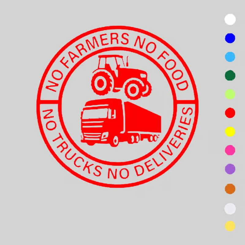 Autocollant Voiture : Pas de paysans, pas de nourriture - Pas de camions, pas de livraisons
