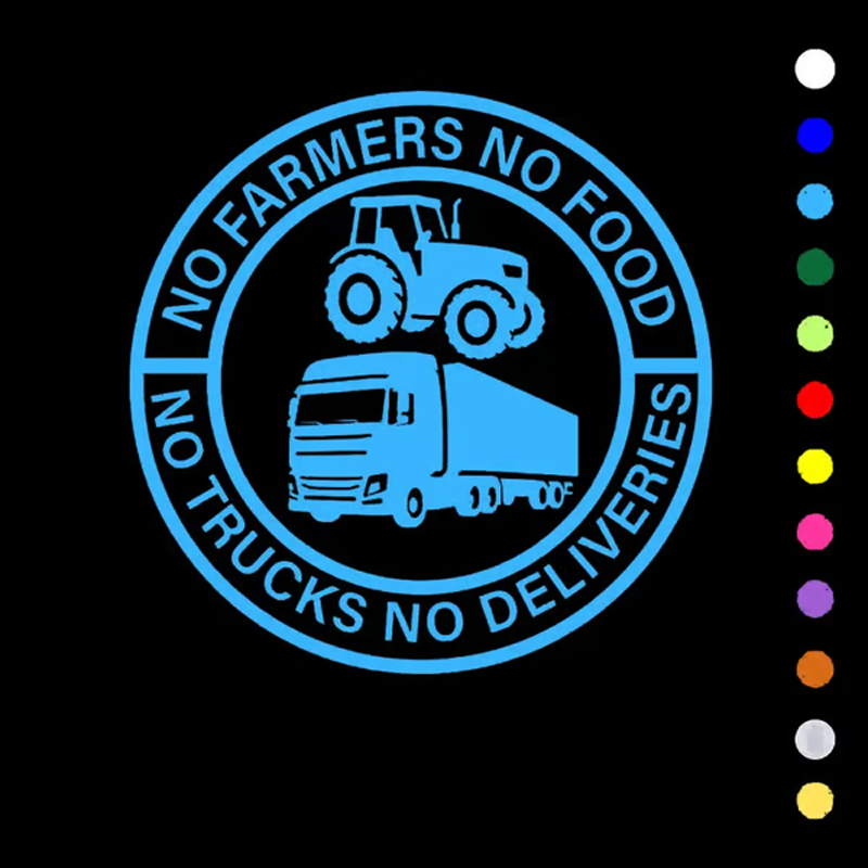 Autocollant Voiture : Pas de paysans, pas de nourriture - Pas de camions, pas de livraisons