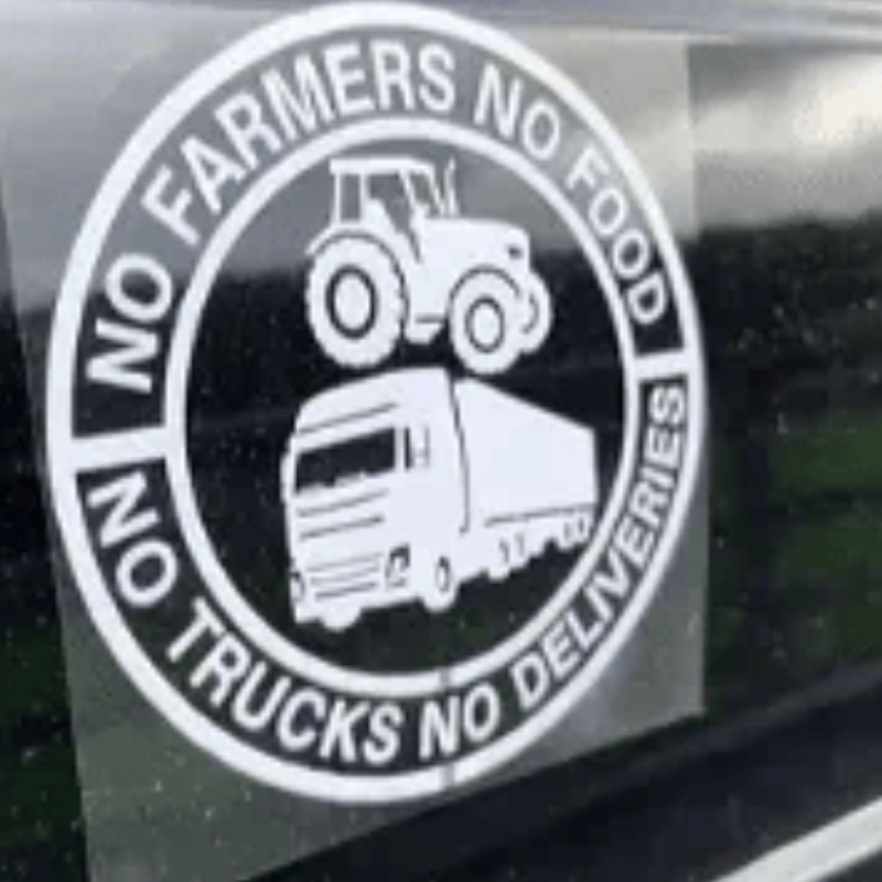 Autocollant Voiture : Pas de paysans, pas de nourriture - Pas de camions, pas de livraisons